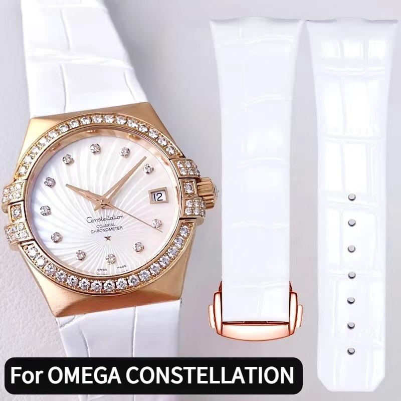 Omega Watch Constellation - Bracelet de montre en cuir incurvé