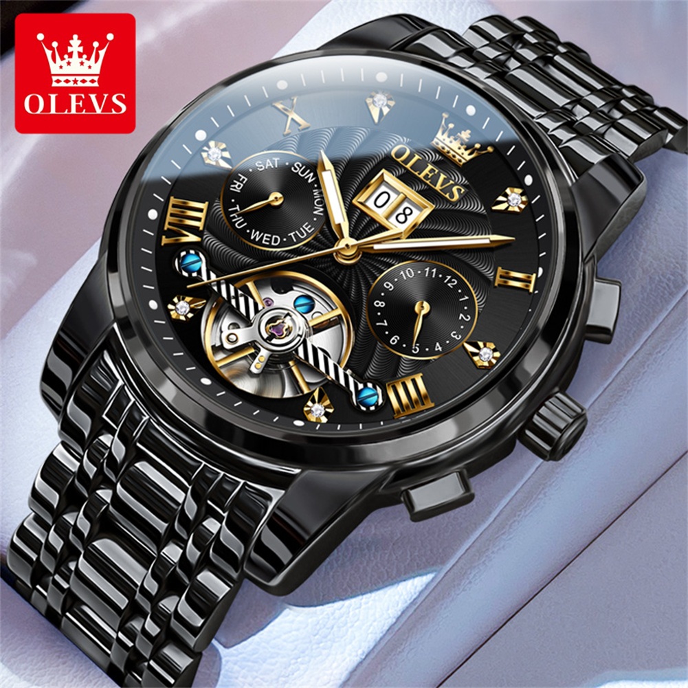 Chronograph Flyback Watch - OLEVS classique hommes montres Tourbillon multi-fonction