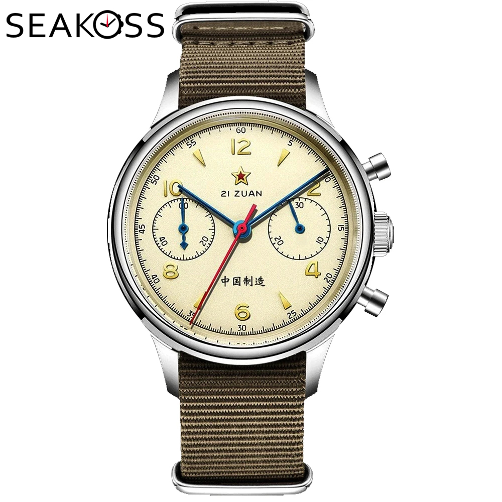 Chronograph Flyback Watch - SEAKOSS 1963 chronographe 40mm 38mm saphir