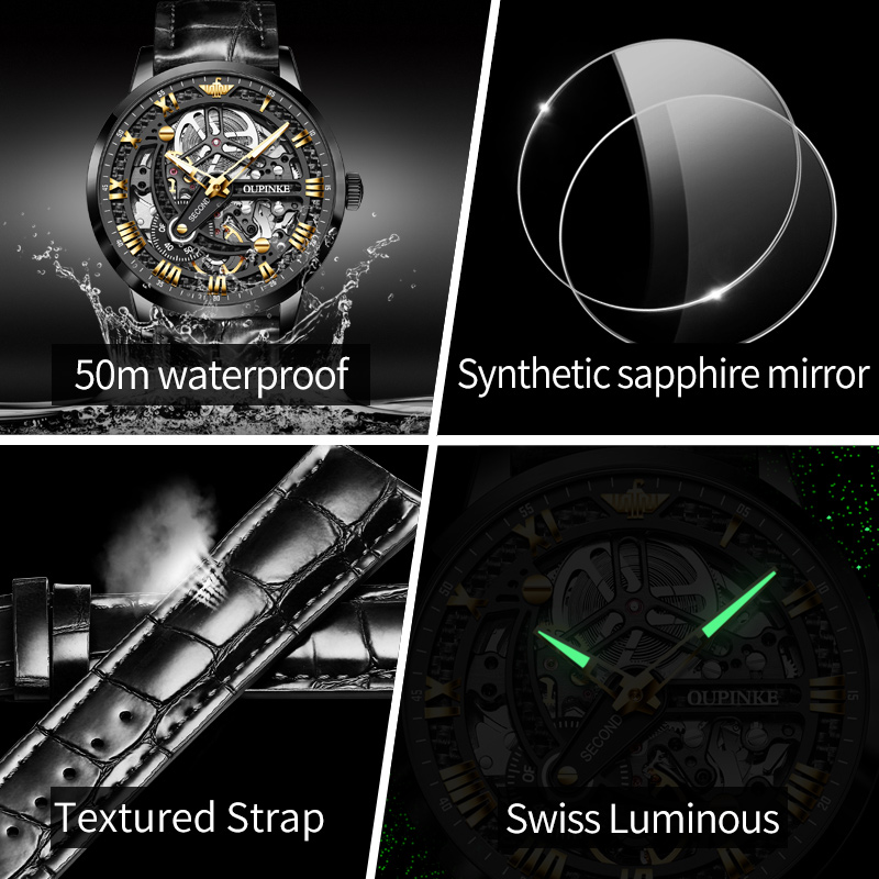 OUPINKE 3173 bracelet en cuir  - Chronograph Flyback Watch avis et prix